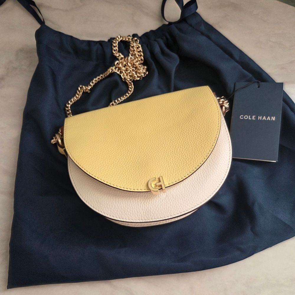 Cole Haan Evie Chain Leather Saddle Bag